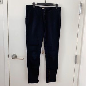 L’AGENCE | Black Skinny Moto Zip Pant